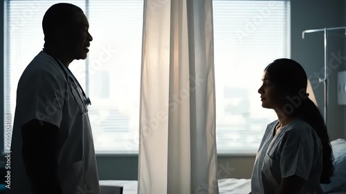 Patient during gynecologist examination and consultation silhouette
