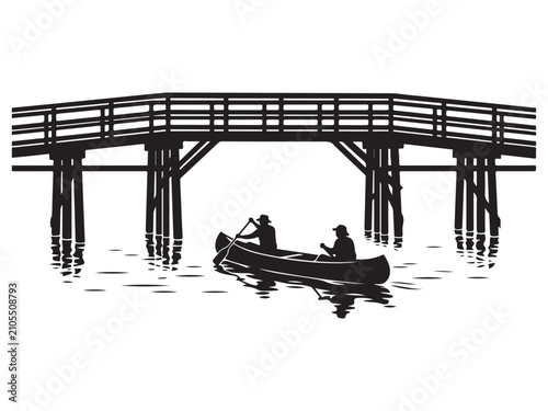 Bridge Silhouette Line Art Vector