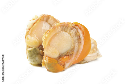 Canvastavla Fresh Raw Scallops from Qingdao - Shucked Yellow Meat Without Shells on Ice Prem