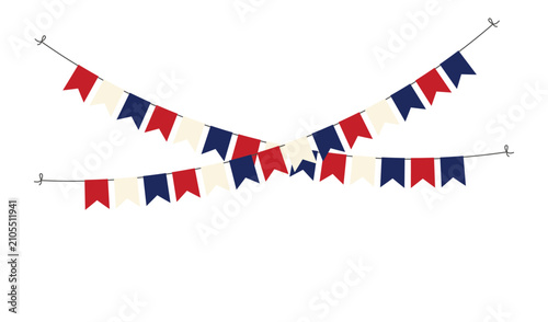 Colorful triangular pennant bunting flags string for celebration or festive decoration vector