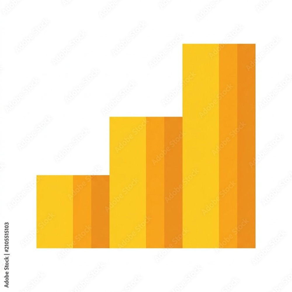 Fototapeta premium Minimalist yellow and orange bar chart showing upward growth