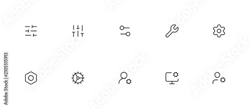 Settings Controls Preferences Line Icon Set