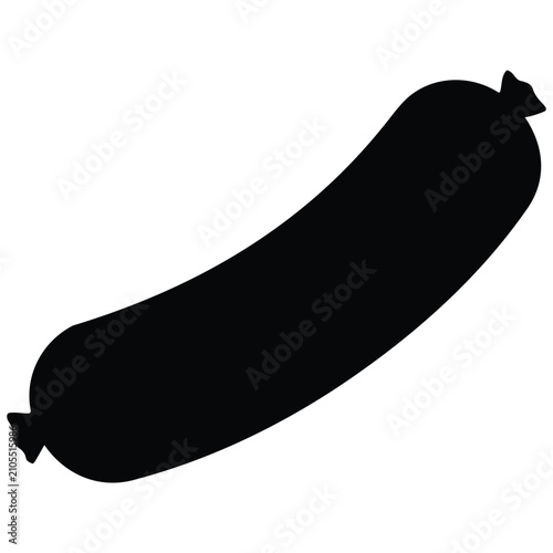 Cuadro en lienzo Tasty pork sausage silhouette illustration fresh culinary meat food product vector item