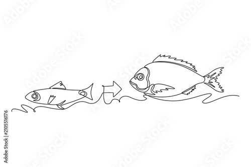 .Metamorphosis concept.Single line draw design.Vector graphic illustration