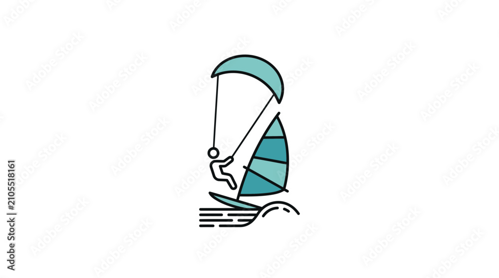 Obraz premium Person Windsurfing and Kitesurfing with Sail and Kite