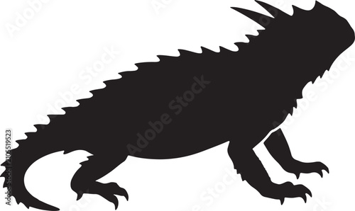 Foto Black silhouette of a thorny devil lizard on transparent background, reptile illustration, editable vector