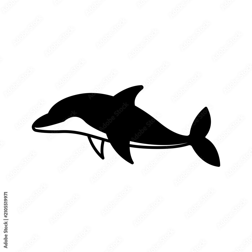 Obraz premium Dolphin Silhouette style, playful marine mammal representing intelligence friendship and sea life perfect for aquatic and wildlife illustrations.