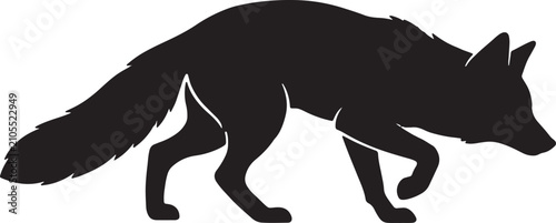 Foto Fox silhouette, illustration of a wild animal, predatory mammal vector graphic isolated on background