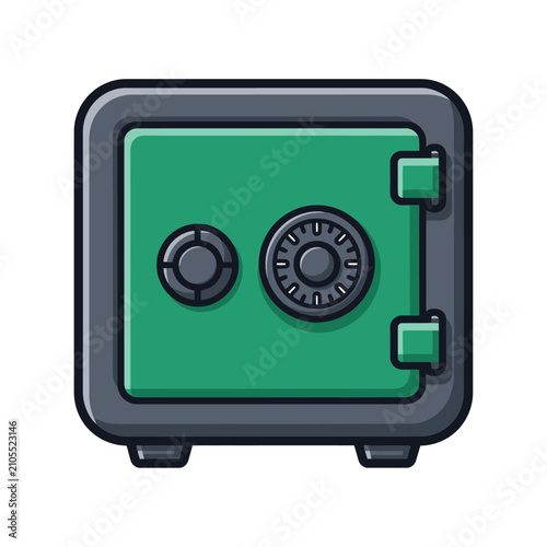 Secure Green Safe with Combination Lock and Keyhole.