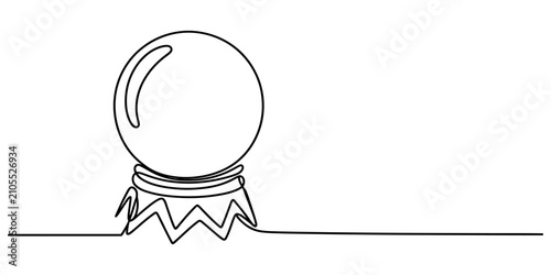 Φωτογραφία Continuous single line drawing of a magic crystal ball on a stand for fortune te