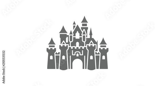 Fotografie Sand castle with towers and archway.