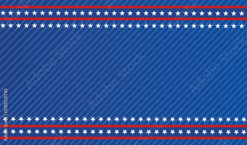 Quadro su tela USA Patriotic Background with Stars, Stripes Border and Blue Diagonal Pattern Ve