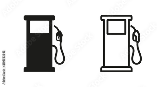 Fotografía Gas Pump Silhouette In Black And White Linear Style