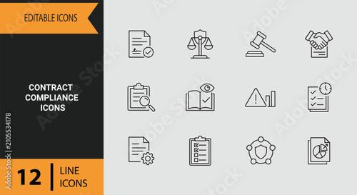 Foto Contract Compliance Icon Pack For Regulatory Standards Risk Assessment And Legal