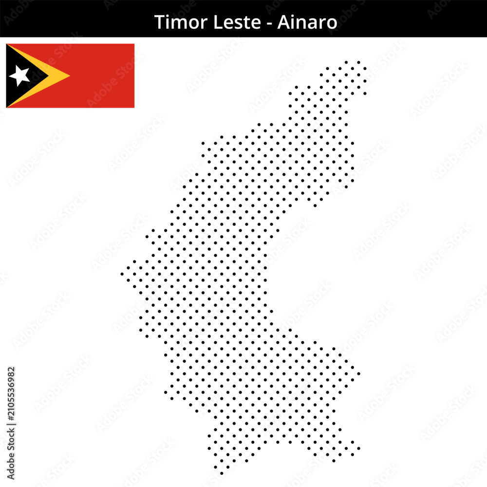 Obraz premium Map of Timor Leste region Ainaro in small sized cross dots