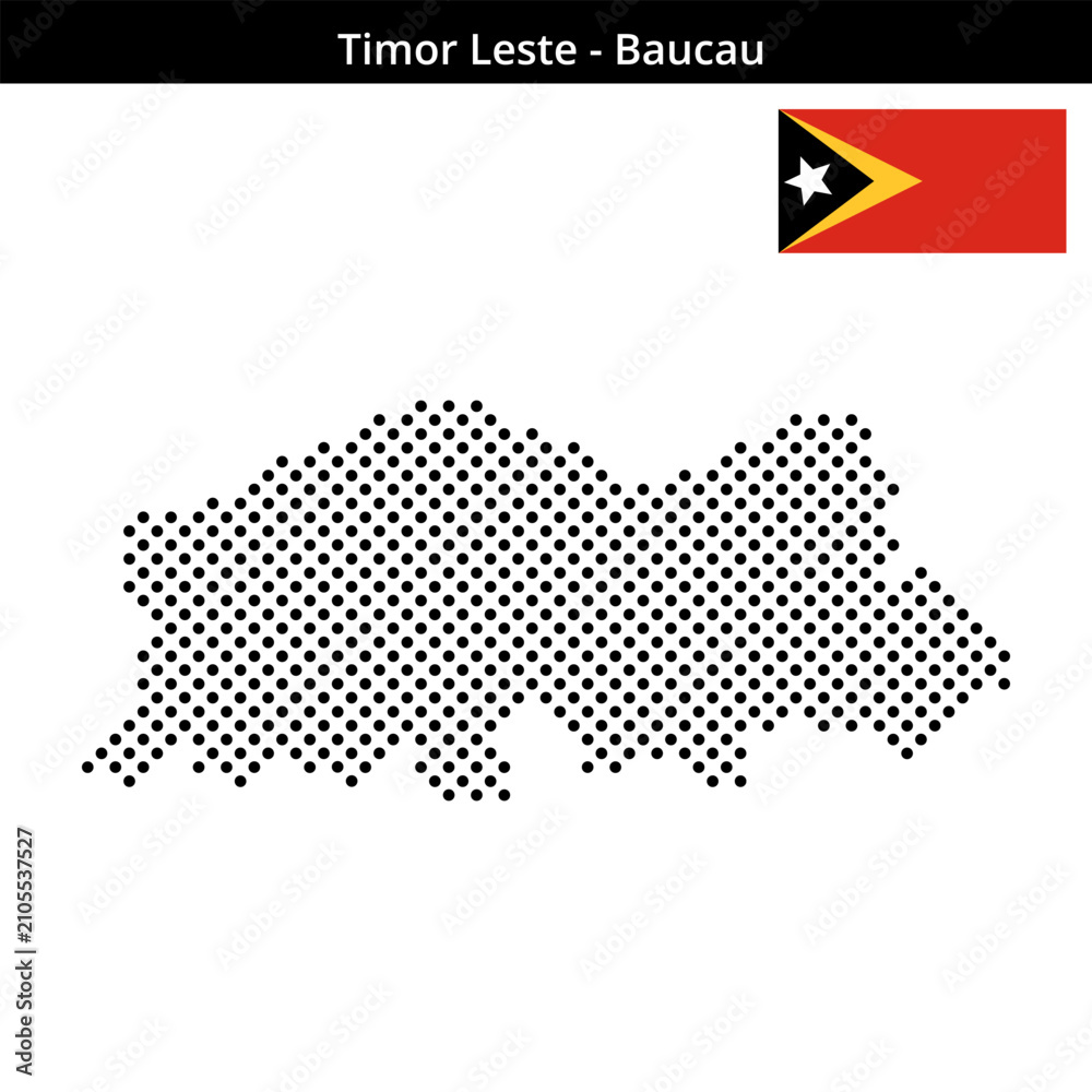 Fototapeta premium Map of Timor Leste region Baucau in medium sized cross dots