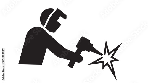 Принти на полотні Man Silhouette with Open Box and Starburst Symbol, Concept of Accident Risk, War