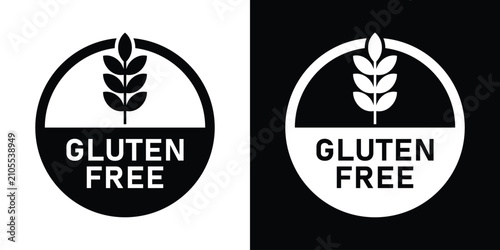 Photography Modern circular gluten free logo design dividing a wheat ear graphic and text, suitable for healthy lifestyle branding, allergen-free menus, and natural organic product seals