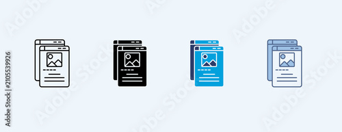 Blog Copy Multiple Icon Set Illustration Vector