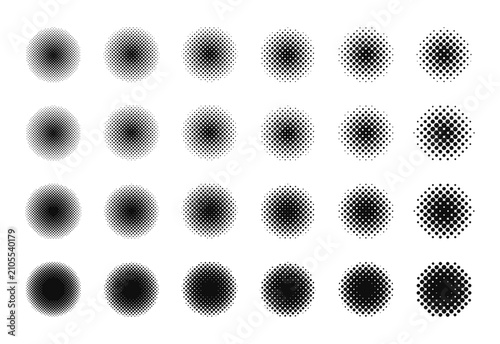 Bild auf Leinwand かわいいドット・ハーフトーンの円セット　ベクター　Abstract dot circle, circle halftone geometric dot grad