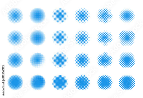 かわいいドット・ハーフトーンの円セット　ベクター　Abstract dot circle, circle halftone geometric dot gradient