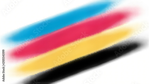 CMYK Color Swatches, Cyan Magenta Yellow Black Ink Strokes, Abstract Digital Printing Palette, Vibrant Graphic Design Elements