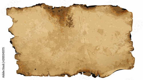 Tableau sur toile Aged parchment paper with torn edges and a weathered texture presented on a tran