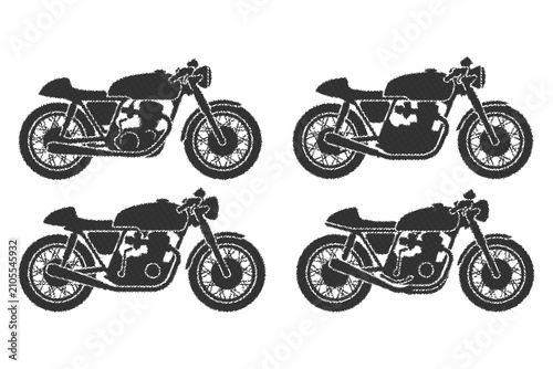 Bild auf Leinwand Vintage cafe racer motorcycle silhouettes, set of 4 retro motorbike vector icons