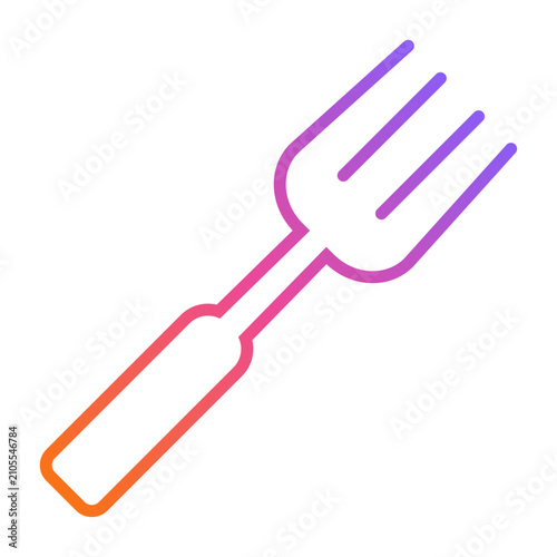 Sunset Gradient Fork Outline Vector Icon, Minimal Line Fork Symbol, Editable