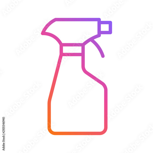 Sunset Gradient Spray Bottle Outline Vector Icon, Minimal Line Spray Bottle Symbol, Editable