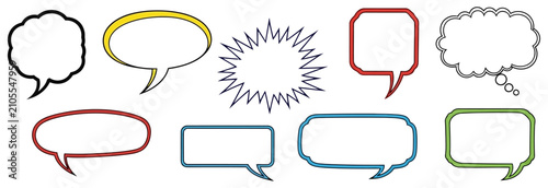 Variety of empty speech bubbles and thought balloons for comic design