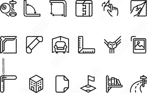 Canvas-taulu Set of miscellaneous black line interface icons
