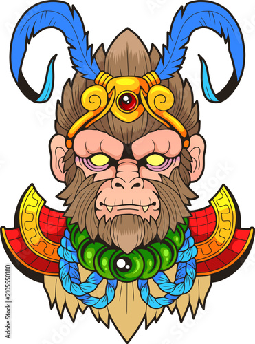 mythological monkey king, design illustration