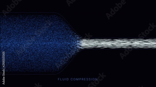 Fluid Continuity Acceleration: Particles accelerating as a wide slow stream compresses into a narrow nozzle