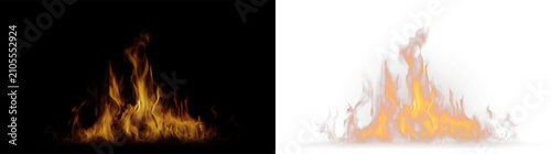 Quadro su tela Fire flames with smoke on a transparent background that appears to rise and crea
