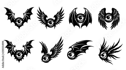 Konstfotografi Halloween monster eye silhouettes with wings
