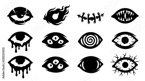 Obraz na płótnie Halloween monster eye icons