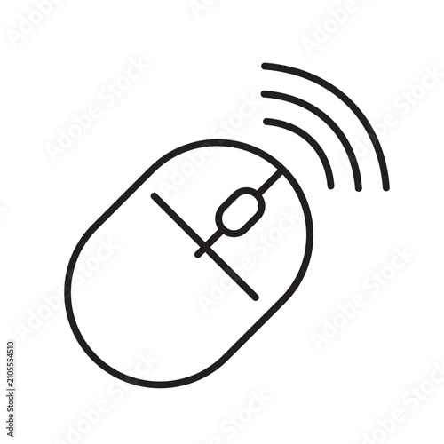 Wireless Computer Mouse Icon with Signal Waves