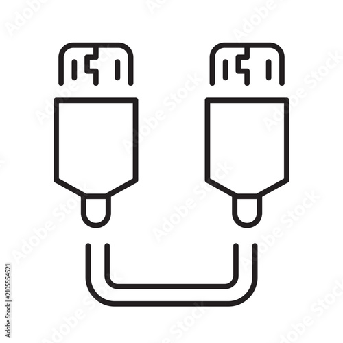 Computer Hardware Connection Cable Icon Outline