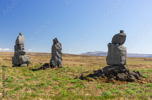 Stacked Stone (cairns) landscape Iceland