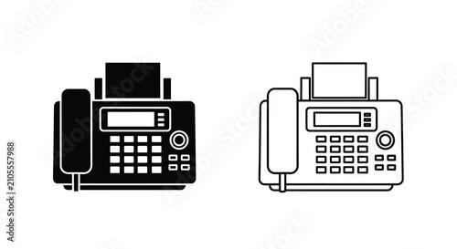 Fotografía Facsimile Machine Silhouette Black And White Vector Illustration