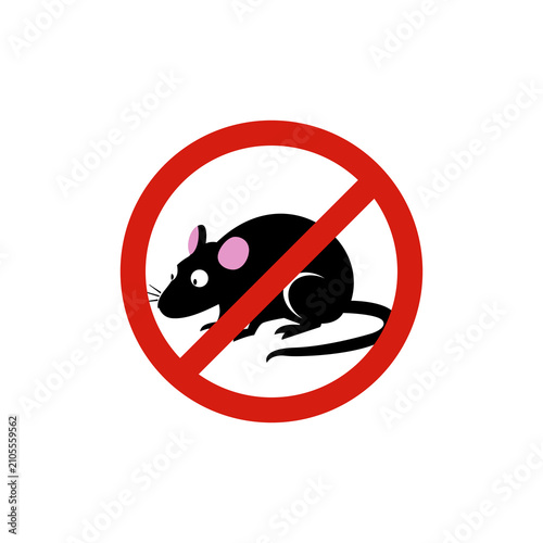 A modern, minimalist vector icon depicting a frightened, crouching rat. This vector is perfect for warning signs, templates, hazard signs, stickers, and more.