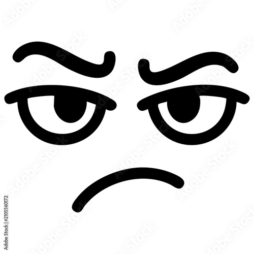 Cuadro en lienzo Minimalist Skeptical Cartoon Face With Half Closed Eyes And Bold Line Art Isolat