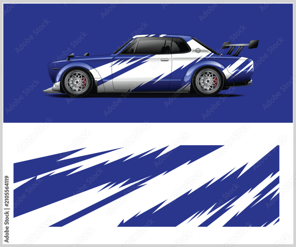 Fototapeta premium Dynamic Blue Racing Car Wrap Design