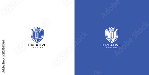 Foto Professional Shield Logo Design Featuring a Modern Pillar Column Concept for Leg
