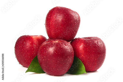 Картината върху платно Fresh Red Fuji Apples from Qin Guan Plateau Shaanxi China with Green Leaves