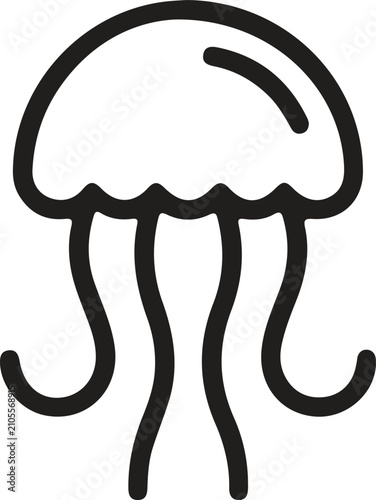 Simple jellyfish linear icon for marine life design with sea life, marine biolog