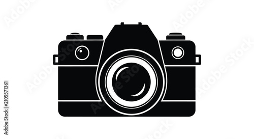 Tableau sur toile Single lens reflex camera silhouette against a white background