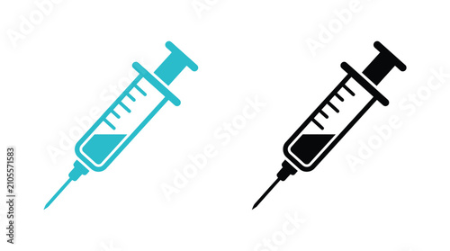 Photos Syringe Icons Teal And Black Flat Vector Illustration On White Background