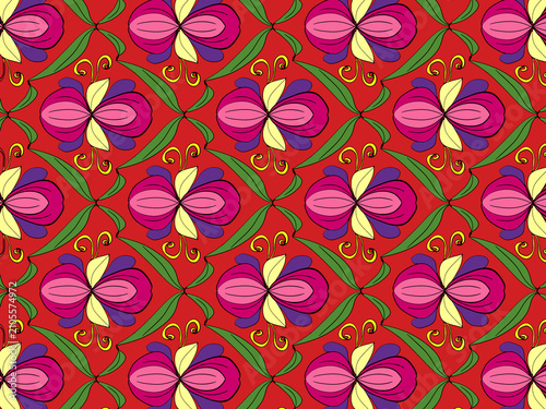 Abstract florals and butterflies seamless pattern elements designed for background, wallpaper, decorating, wrapping, fabric, clothing, textiles, tiles, carpet, embroidery designs.